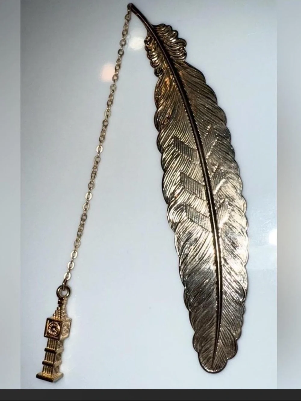 $3 Vintage Feather Bookmark with Big Ben Charm - Brass Tone$3 WHEN BUNDLED WITH